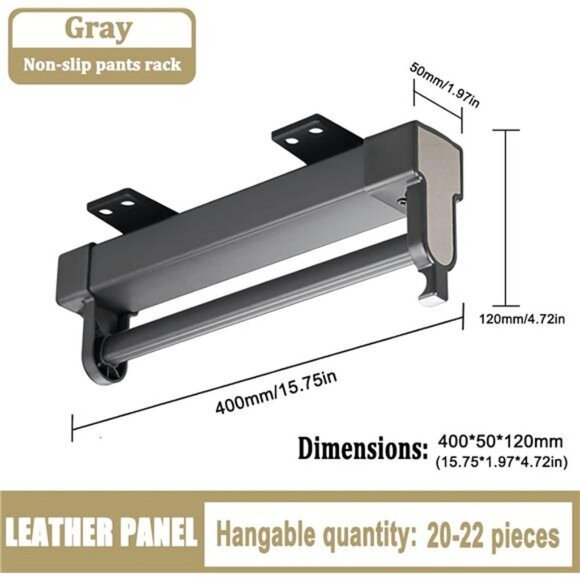 Pull out pants rack closet organizer slide out clothes hanger rail space saving - Picture 3 of 6